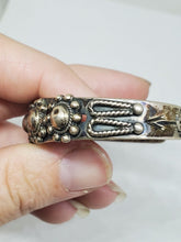 Vtg Navajo Sterling 900 Coin Silver Fred Harvey Era Hand Stamped Cuff Bracelet