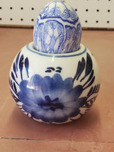 Vintage Porcelain Blue And White Round Holder And Egg Candle