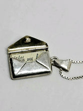 Sterling Silver Articulated Envelope "MOM" Necklace Opens To Reveal Bible Verse