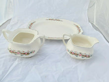 Vintage Lido W. S. George Flowers White Platter Cream And Sugar 3pc Dish Set