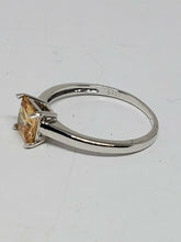 Sterling Silver Pricess Cut Yellow Cubic Zirconia Ring Size 7