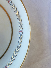 Vintage White Porcelain Green And Gold Leaf 3pc Saucers Set Cursive "L" Mark