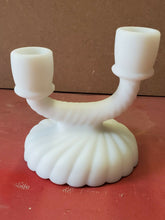 Vintage White Milk Glass Imperial Glass Co Swirl Design Candelabra