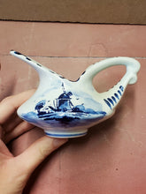 Vintage DP Delft Holland Blue & White Windmill Fern Leaf Porcelain Creamer