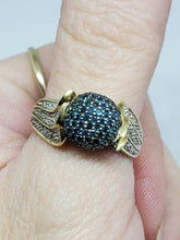 Sterling Silver Gold Plated Blue And White Diamond Dome/Ball Ring Size 8