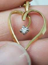 Vintage 14k Yellow Gold Open Heart Diamond Pendant