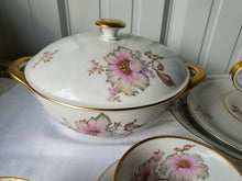 Vintage H.M.S. Royal Hanover Germany Celeste Pink Flowers Dish Set