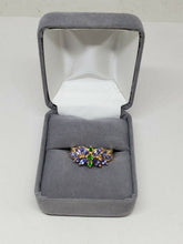 14k Yellow Gold Marquise Tanzanite And Round Emerald Flower Ring Size 7