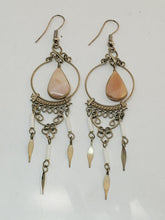 Vintage Silver Tone Southwest Pink Opal Chandelier Dangle Earrings