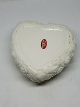 Vintage White Rose Gold Trim Heart Shaped Jewelry Box