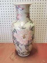 Vintage Hand Painted Macau Pink Flower And Bird Large 18" Vase