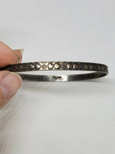 Vintage Sterling Silver Double Heart And Flower Pattern Band Bangle Bracelet