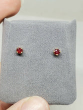 14k Yellow Gold Round Cut Ruby Stud Earrings