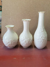 Vintage 3 Piece Lenox Ivory Floral Embossed Bud Vases