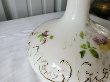 Antique Victorian White Milk Glass Vanity Perfume Bottle Hand Painted Flowers #1