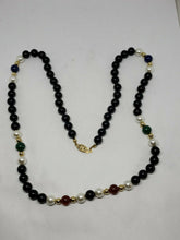 Vintage 1/20 14k Gold Filled Black Onyx Multistone Beaded Strand Necklace 26"