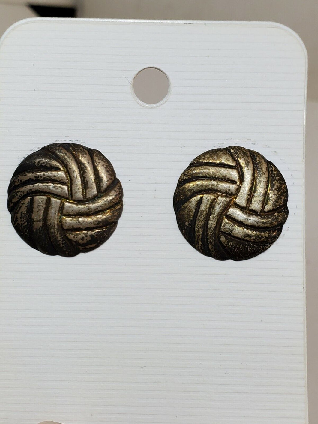Sterling Silver Volleyball Disc Repousse Stud Earrings