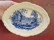 Antique Ironstone Blue Transferware English Abbey Oval Serving Plate