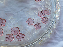 Vtg 13" Mikasa Walther Glass Carmen Rose  Pink Flowers Cake Plate 3D Design