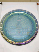 Vintage Fenton Blue Carnival Glass Independence Hall Collectors Plate