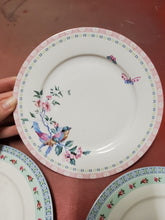 Vintage "The English Table" Colorful Butterfly Birds Flowers 3pc Salad Plates