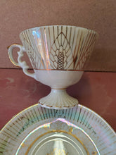 Vintage Sterling China Iridescent Lusterware Star Flower Leaf Cup And Saucer