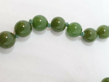 Vintage Sterling Silver Green Jade Hand Knotted Beaded Strand Necklace 19"