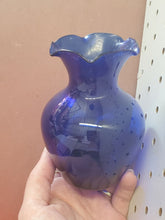 Vintage Blue Cobalt Art Glass Ruffled Edge Bud Vase 4 5/16"