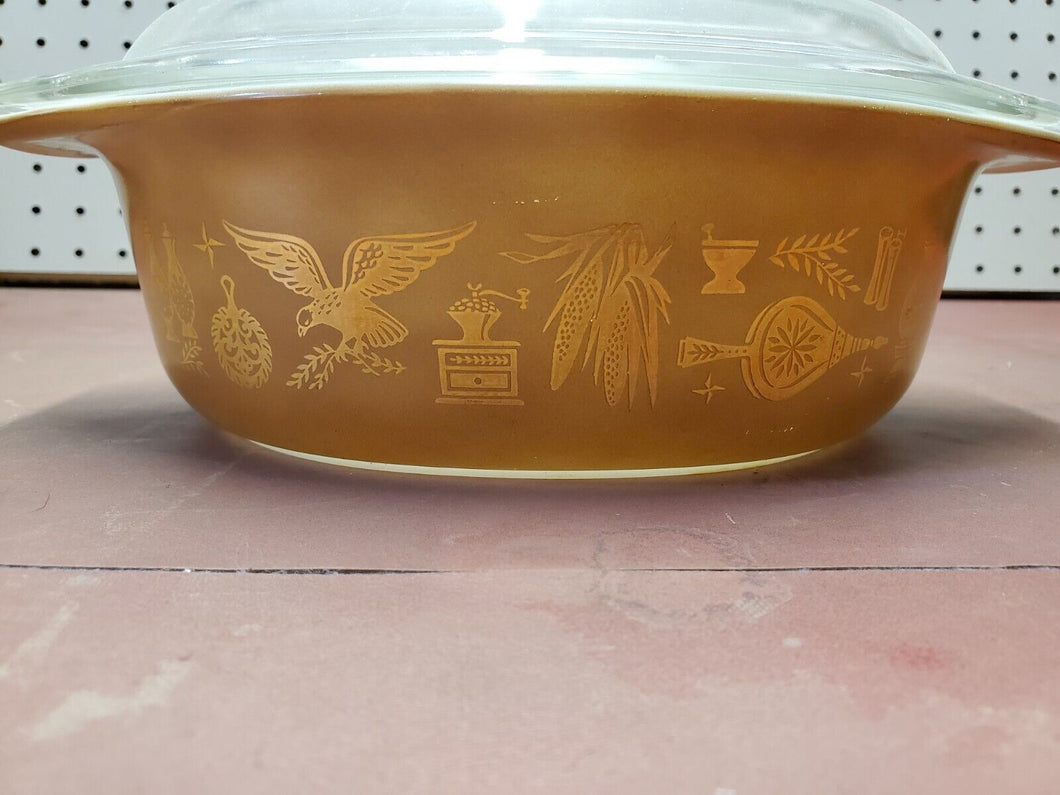 Vintage Pyrex Early American Divided Casserole Dish With 