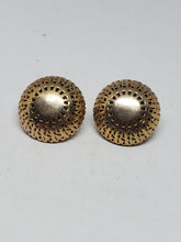 Vintage Gold Tone Pierced Open Scrollwork Domed Clip-on Earrings