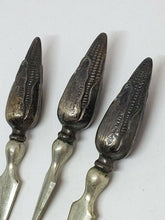 Antique 3pc Sterling Silver Corn Cob Holders Figural Ear of Corn