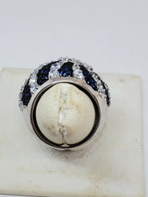 Sterling Silver Blue And White Swirl Cubic Zirconia Dome Ring Size 7