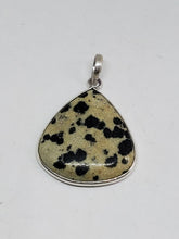Handmade Sterling Silver Dalmatian Stone Teardrop Wire Bezel Open Back Pendant