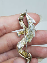 Vintage Sterling Silver Plated Wavy Leaf Brooch