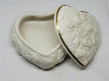 Vintage White Rose Gold Trim Heart Shaped Jewelry Box