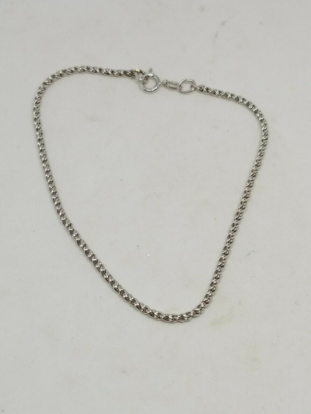 Rhodium Plated Sterling Silver 925 Rope Chain Bracelet 8