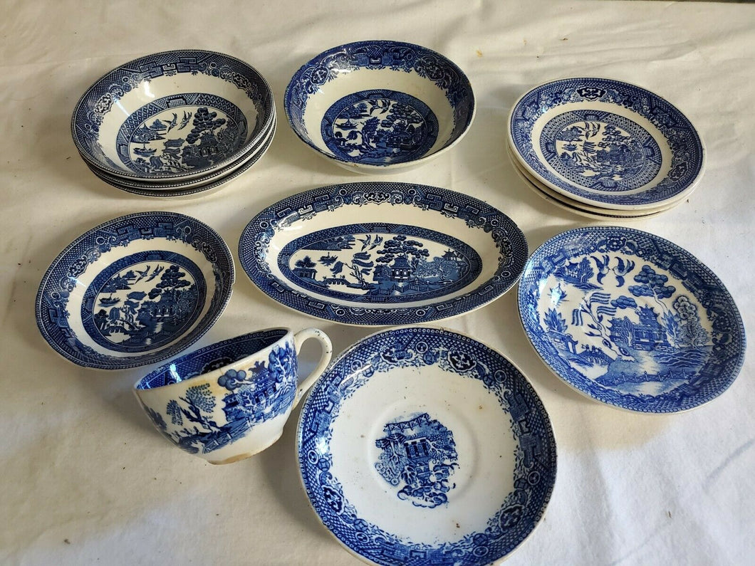 Vintage Lot Blue Willow Dish Set Johnson Bros Willow Ware Societe