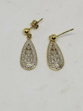 Gold Plated Sterling Silver Diamond Teardrop Earrings
