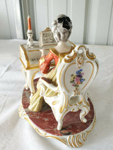 Antique Dresden Sandizell Höffner & Co Lady On Piano Porcelain Bisque Figure
