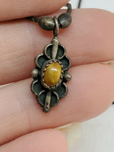 Vintage Sterling Silver Tiger's Eye Liquid Silver Chain Necklace Bead Accent