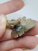 Vintage Alpaca Silver Abalone Shell Inlay Leaf Sweater Clip