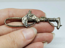 Vintage Sterling Silver Equestrian Horse & Whip Brooch