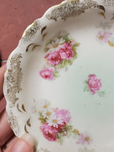 Elbogen China Hand Painted Roses Daisies Bowl/Green Floral Gold Trim Saucer