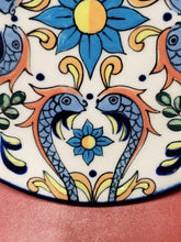 Vintage Erandi Tonala Mexico Colorful Flower And Fish Pattern Luncheon Plate