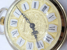 Vintage Arntime Gold Tone Roman Numeral Floral Pocket Watch *WORKING*