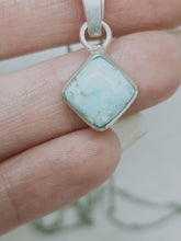 Handmade Sterling Silver Hand Cut Diamond Shaped Larimar Necklace 18" Chain