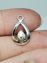 Sterling Silver Abalone Open Teardrop Charm/Pendant Stamped SU