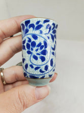 Vintage Japanese Blue Flowers And Petals Sake Cups Signed