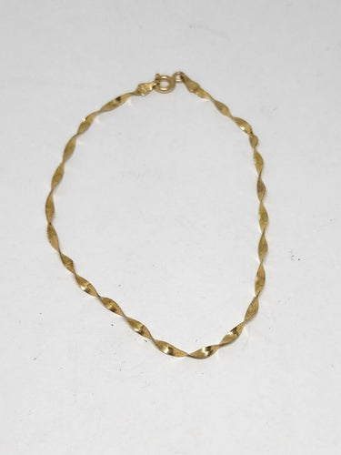 10k Yellow Gold Piercing Pagoda PGDA Italy Twisted Herringbone Chain Bracelet
