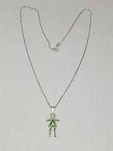 Sterling Silver Green And Clear Cubic Zirconia Daughter/Girl Necklace